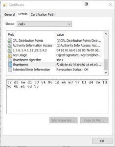 Certificate Thumbprint