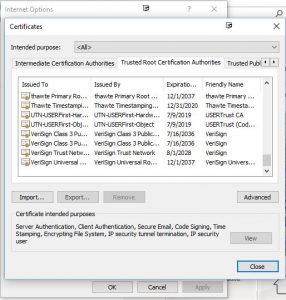 Trusted Root Certificates